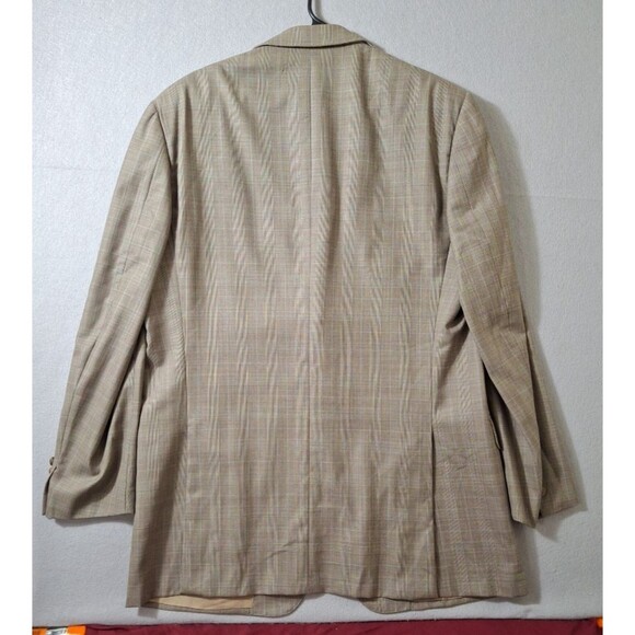 Ermenegildo Zegna Sport Coat Mens 44L Beige Brown Check Plaid Wool Jacket - Picture 13 of 14